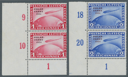 Deutsches Reich - Weimar: 1931, Polarfahrt 1 RM Und 2 RM, Senkrechte Postfrische Paare Aus Der Linke - Unused Stamps