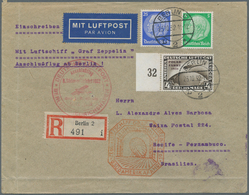 Deutsches Reich - Weimar: 1931, ZEPPELIN-POLARFAHRT 4 RM Vom Linken Rand (m. Nr. 32) In MiF (5. Pfg. - Unused Stamps