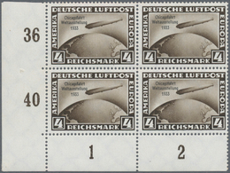 Deutsches Reich - 3. Reich: 1933, Chicagofahrt Zeppelin 4 RM, Tadellos Postfrischer Viererblock Aus - Lettres & Documents