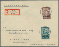 Deutsches Reich - 3. Reich: 1934. 5 Und 50 Pf. Aus Nothilfe-Block Mit 6 Pf. Kehrdruck-ZuF Auf R-Brie - Briefe U. Dokumente