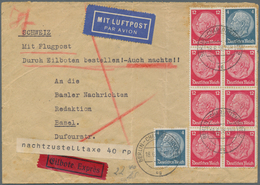 Deutsches Reich - 3. Reich: 1938, 7x 12 Pfg. Und 2x 4 Pfg. Hindenburg Auf Eilboten-Luftpost-Brief Vo - Lettres & Documents