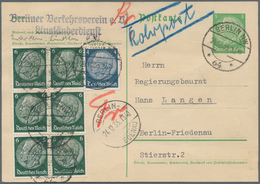 Deutsches Reich - 3. Reich: 1935, 5 Pf Hindenburg-Ganzsachenkarte Mit Zusatzfrankatur Als "ROHRPOST" - Lettres & Documents