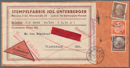 Deutsches Reich - 3. Reich: 1933, 10 Pfg. Und 8 Pfg. Hindenburg Sowie 50 Pfg. Reichspräsidenten Als - Lettres & Documents