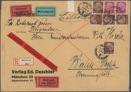 Deutsches Reich - 3. Reich: 1937, 40 Pfg., 15 Pfg. Und 10 Pfg. (5) Hindenburg Auf Um 1 Pfg. überfran - Covers & Documents