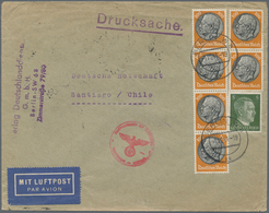 Deutsches Reich - 3. Reich: 1941, 6 X 100 Pf Hindenburg Und 5 Pf Hitler, Portogerecht Auf Luftpost-D - Briefe U. Dokumente