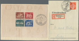 Deutsches Reich - 3. Reich: 1935, OSTROPA-Block In Originalgröße, Leicht Verschnitten Mit 2 Sauberen - Briefe U. Dokumente