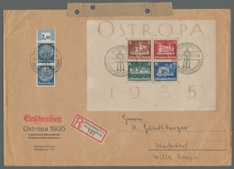 Deutsches Reich - 3. Reich: 1935, "OSTROPA"-Block Mit Senkr. Paar Mi. 514 Als Portorichtige MiF Auf - Briefe U. Dokumente