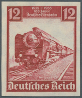 Deutsches Reich - 3. Reich: 1935, "100 Jahre Deutsche Eisenbahn" 12 Pfg. Rot, UNGEZÄHNTES Postfrisch - Briefe U. Dokumente