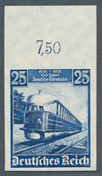 Deutsches Reich - 3. Reich: 1935, 100 Jahre Eisenbahn 25 Pfennig Dunkelblau; Postfrische, UNGEZÄHNTE - Lettres & Documents