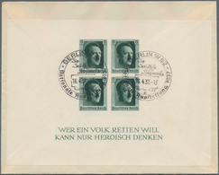 Deutsches Reich - 3. Reich: 1937, Hitler-Block Ungezähnt Rückseitig Auf Orts-Brief Als FDC "BERLIN W - Covers & Documents