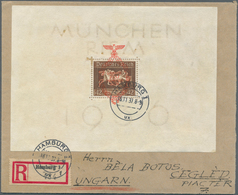 Deutsches Reich - 3. Reich: 1937, 42 Pf München-Riem Block Mit Rotem Aufdruck, Zusammen Mit Rs. Fran - Covers & Documents