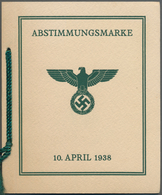 Deutsches Reich - 3. Reich: 1938. Abstimmungsmarke, Montiert In Aufwendiger Präsentationsmappe. - Covers & Documents