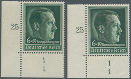 Deutsches Reich - 3. Reich: 1938, 6+19 Pf Reichsparteitag Nürnberg, 2 Postfrische Ecken Links Unten - Lettres & Documents