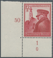 Deutsches Reich - 3. Reich: 1939, 12+38 Pf Hitler 50. Geburtstag, Postfrische Ecke Links Mit Formnum - Briefe U. Dokumente