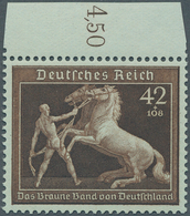 Deutsches Reich - 3. Reich: 1939, "Braunes Band" 42 + 108 Pfg. Dunkelsiena, Oberrandstück Auf GRÜNLI - Briefe U. Dokumente
