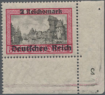 Deutsches Reich - 3. Reich: 1939, 2 RM Danzig Abschied, Eckrandstück Unten Rechts Mit Plattennummer - Covers & Documents