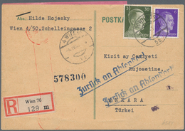 Deutsches Reich - 3. Reich: 1943, R-Postkarte Von WIEN In Die Türkei Mit Einer Vermißtenanfrage, Zen - Lettres & Documents