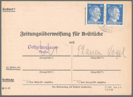 Deutsches Reich - 3. Reich: 1943, ZEITUNGSÜBERWEISUNG FÜR B-STÜCKE, Für Die Bestellung Der Zeitschri - Briefe U. Dokumente