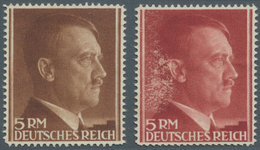 Deutsches Reich - 3. Reich: 1942. Hitler 5 M. 2 DRUCKPROBEN In Braun Bzw. Rot. Die Rote Probe Mit Fa - Covers & Documents