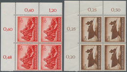 Deutsches Reich - 3. Reich: 1944, Heldengedenktag II, Postfrische Eckrand-4er-Blocks Der 3 Und 8 Pf - Lettres & Documents