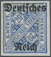 Deutsches Reich - Dienstmarken: 20 Pfg. Wasserzeichen Nur Ringe UNGEZÄHNT, Postfrisches Qualitätsstü - Dienstmarken