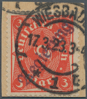 Deutsches Reich - Dienst-Kontrollaufdrucke: WIESBADEN 1922, Posthorn 3 Mark Orangerot Mit Violettsch - Dienstmarken