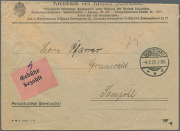 Deutsches Reich - Lokalausgaben 1918/23: 1923, SCHLOCHAU, Rosa Gebührenzettel Auf Bedarfsbrief Der K - Covers & Documents