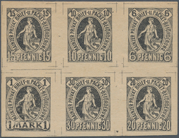 Deutsches Reich - Privatpost (Stadtpost): Mainz, 1887 (ca.): Zusammendruck 6 Pf Bis 1 M Als Probedru - Postes Privées & Locales