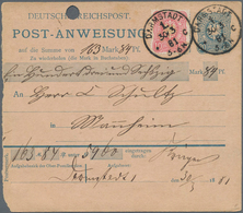 Deutsches Reich - Ganzsachen: 1881, 20 Pfg. Postanweisungs-Stammteil Mit 10 Pfennig Zusatzfrankatur, - Andere & Zonder Classificatie