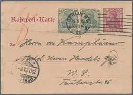 Deutsches Reich - Ganzsachen: 1920. Germania-RP-Karte Mit Germania-Zudrucken: 40 Pf Neben 40 Pf Grün - Sonstige & Ohne Zuordnung