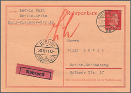 Deutsches Reich - Ganzsachen: 1941. Rohrpostkarte 55 Pf Hitler, Gebraucht Ab "Berlin 56 (Franz. Stra - Other & Unclassified