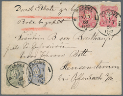 Deutsches Reich - Stempel: 1883, 2 X 10 Pfg., 20 Pfg. Und 50 Pfg. Auf Eilbrief Aus Cassel Mit Landzu - Machines à Affranchir (EMA)