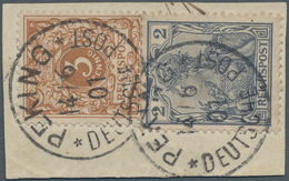 Deutsche Post In China: 1900, Petschili Krone/Adler 3 Pfg. Hellockerbraun Zusammen Mit Germania Reic - Chine (bureaux)