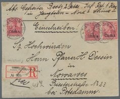Deutsche Post In China: 1903, Einschreiben Mit Absender Aus Jangtsun, Frankiert Mit 3-mal 10 Pfg. Ge - Deutsche Post In China