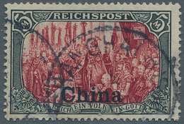 Deutsche Post In China: 1901, 5 Mark, Type I Ohne Nachmalung, Gest. "Shanghai", Gut Gezähnt. Sehr Se - Deutsche Post In China