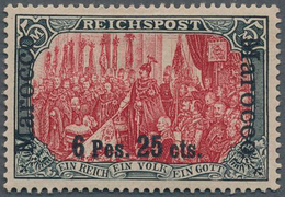 Deutsche Post In Marokko: 1900, 6 Pes. 25 Cts. Auf 5 Mark "Reichspost", Sog. Dünner Aufdruck, Type I - Morocco (offices)