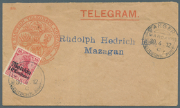 Deutsche Post In Marokko: 1912, 10 C. Auf 10 Pfg. Germania Auf Telegramm-Umschlag Mit Klarem, Roten - Maroc (bureaux)