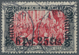 Deutsche Post In Marokko: 1912, 6 Pes. 25 Cts. Auf 5 Mark Aufdruckwert Als MINISTERDRUCK Sauber Gest - Deutsche Post In Marokko