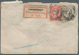 Deutsche Post In Der Türkei - Vorläufer: 1877, 10 Pfge Und 50 Pfge Auf Kleinem R-Brief (links Riss) - Turquie (bureaux)