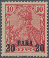 Deutsche Post In Der Türkei: 1900, 10 Pf Germania Dunkelrosarot Mit Aufdruck-Type I "A Oben Ohne Ser - Turquie (bureaux)