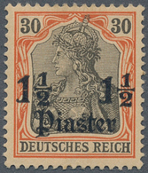 Deutsche Post In Der Türkei: 1905, 1 1/2 Pia Auf 30 Pf Germania Mit AUFDRUCKFEHLER "große 1 Waager. - Turkey (offices)