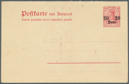 Deutsche Post In Der Türkei - Ganzsachen: 20 Para Doppelkarte Aufdruck Auf Urkarte P 82 Ungebraucht - Turquie (bureaux)