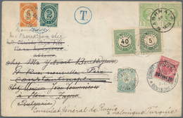 Deutsche Post In Der Türkei - Besonderheiten: 1898, Spektakuläre 4-Länder-Nachsendefrankatur: Anfang - Turquie (bureaux)