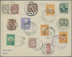 Deutsche Post In Der Türkei - Besonderheiten: 1908, Ganzsachenumschlag 10 Para Auf 5 Pfg. Germania A - Turkse Rijk (kantoren)