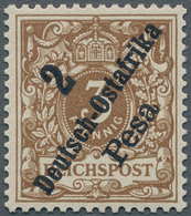 Deutsch-Ostafrika: 1896/1899, 2 P Auf 3 Pf Lebhaftorangebraun Ungebraucht Mit Winziger Falzspur Mit - Afrique Orientale