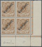 Deutsche Kolonien - Karolinen: 1899, 3 Pfg. Lebhaftorangebraun Mit Diagonalem Aufdruck Im Viererbloc - Carolines