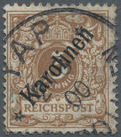 Deutsche Kolonien - Karolinen: 1900, 3 Pfg Orangebraun Aufdruckwert Klar Gestempelt Mit K1 "YAP", 2 - Karolinen