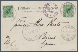 Deutsche Kolonien - Karolinen: 1899, 5 Pfg. Mit Diagonalem Aufdruck, Zwei Einzelwerte Mit Etwas Unde - Carolines