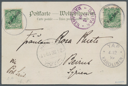 Deutsche Kolonien - Karolinen: 1899, 5 Pfg. Mit Diagonalem Aufdruck, Zwei Einzelwerte Mit Etwas Unde - Caroline Islands