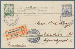 Deutsche Kolonien - Karolinen: 1900, 20 Pfg. Und 5 Pfg. Kaiseryacht Je Mit Stempel "YAP KAROLINEN 20 - Carolines